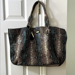 Tahari Elegant Snake Print Tote Bag